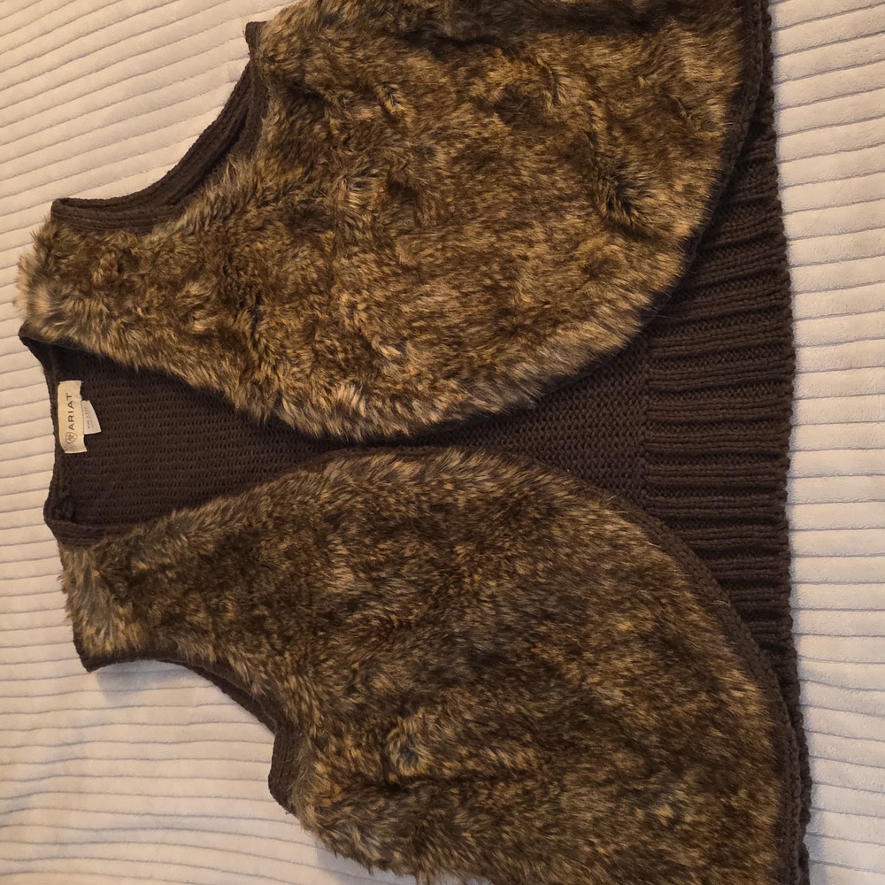 Ariat Women's Dark Brown Faux Fur Sweater Vest